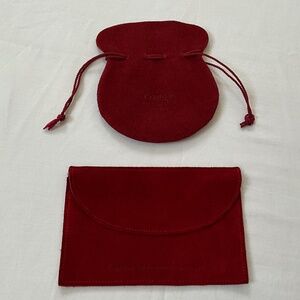 CARTIER Vintage Suede Jewelry Pouches (2) Red